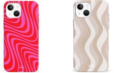 xoxo Wildhearts telefoonhoesjes Minimal Nude Wit Beige Bruin + Berry Much Rood Roze – Single Layer Silicone Cases met golvend patroon – flexibel en modieus – geschikt voor iPhone 13