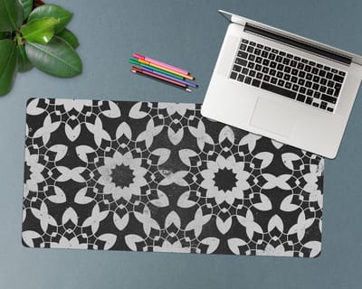 Coloray Bureau Onderlegger - Decoratieve mandala Bureau Onderlegger XXL - 90 cm x 45 cm - Zwart en wit Bureau Onderlegger - Computer Mat - Bureau Pad - Bureau Mat - Bureaumat