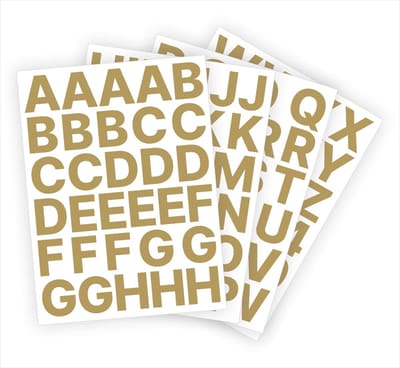 Letter stickers / Plakletters - Stickervellen Set - Metallic Goud - 4cm hoog - Geschikt voor binnen en buiten - Standaard lettertype - Mat