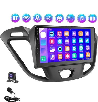 ESSGOO CarPlay autoradio geschikt voor Ford Transit Custom (2012-2021) - 9 inch touchscreen - Android 15 - Draadloos Apple Carplay & Android Auto - 4GB + 64GB - Bluetooth & Wifi GPS Navigatie - 4 Core processor - Achteruitrijcamera - Microfoon