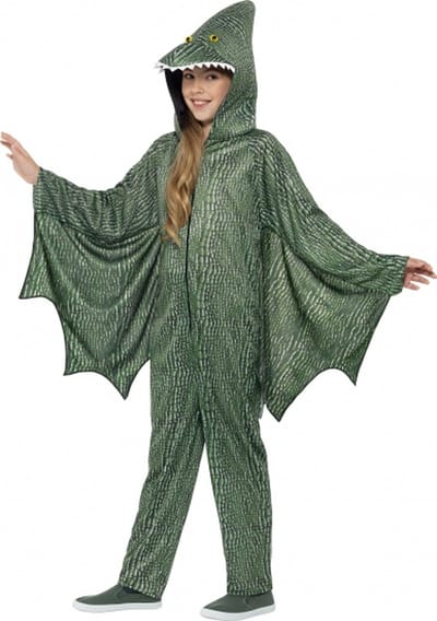 Carnaval verkleed kostuum dinosaurus - kinderen - onesie pak - groen - jumpsuit 116/128