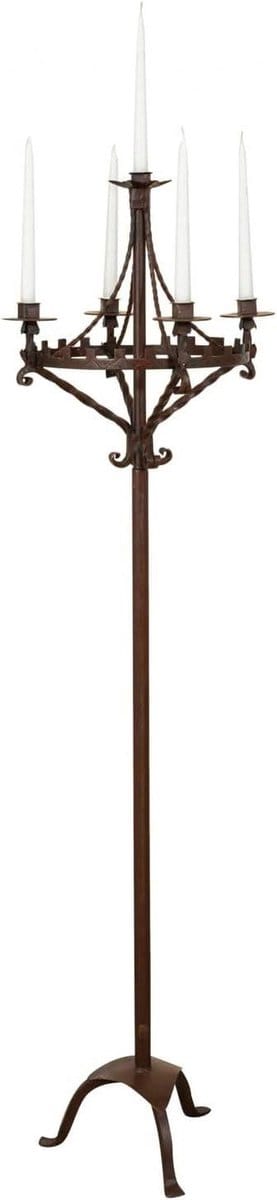 Smeedijzeren Kandelaar - Vloerlamp Kaarsenstandaard - Sfeer Creëren - Handgemaakt Ambachtelijk - 150 cm Hoog - Antiek Gepatineerd