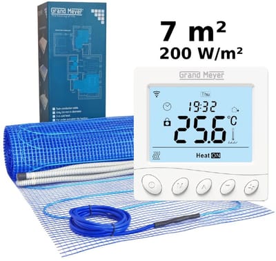 Elektrische vloerverwarmingsset 7 m², 200 W/m² + W350 Wi-Fi programmeerbare thermostaat
