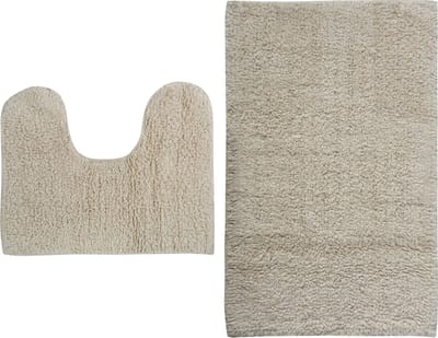 MSV Badkamerkleedje/badmatten set - voor op de vloer - creme wit - 45 x 70 cm/45 x 35 cm