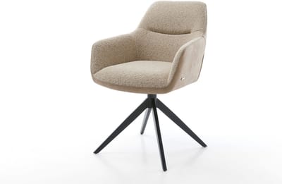 Eetkamerstoel Pejo-Flex kruisframe breed zwart materiaalmix mud 360° draaibaar pocketveer kern