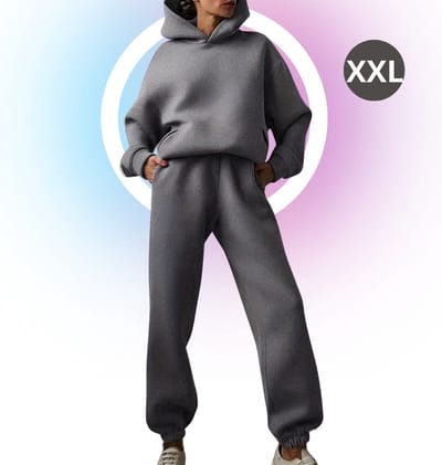 Livano Joggingpak Dames - Huispak - Trainingspak - Volwassenen - Capuchon - Jogging Pak - Joggingspak - Donker Grijs - Maat XXL