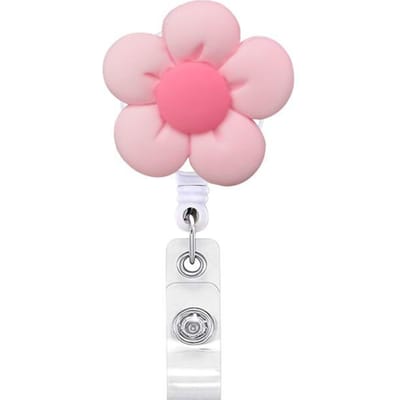 Nieuwe Bloem Intrekbare Verpleegkundige Borst Badge Reel Clip Houder Studenten Arts Werk ID Kaart Houder Sleutelhanger Accessoires Sieraden Cadeaus white