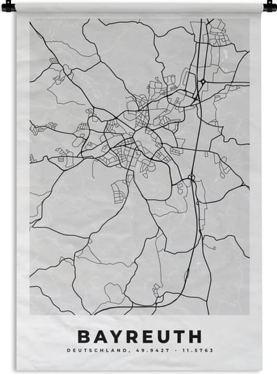 Wandkleed - Wanddoek - Bayreuth - Kaart - Stadskaart - Plattegrond - Duitsland - 120x180 cm - Wandtapijt