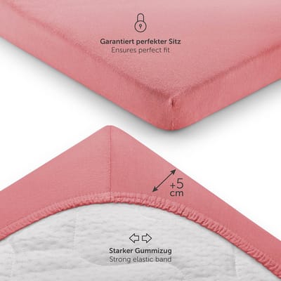 Laleni Jersey Baby/Kind Hoeslaken - Actief Ademend - Oeko-Tex Certificeerd - Babybed, Wieg, Kinderbed 28-30 x 73-76 x 10cm, koraal, ovaal, set van 2