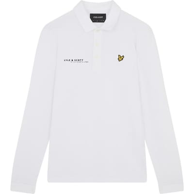 Lyle & Scott wit gecoordineerd logo-poloshirt met lange mouwen