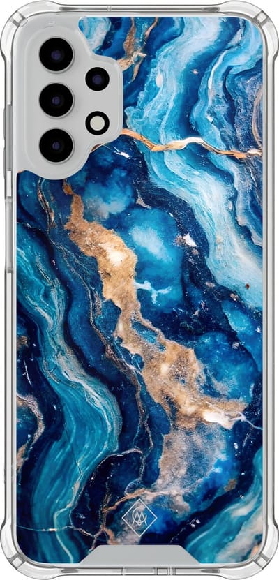 Casimoda® hoesje - Geschikt voor Samsung Galaxy A13 4G - Ocean Marble - Shockproof case - Extra sterk - TPU/polycarbonaat - Blauw, Transparant