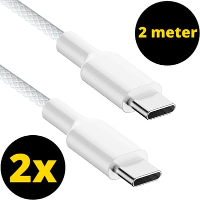 ThunderGold 2x USB C kabel 60W 2 Meter - USB C naar USB C - USB-C kabels - USB C kabel naar USB C - Oplaadkabel USB C - USBC kabel - Universeel - Gevlochten