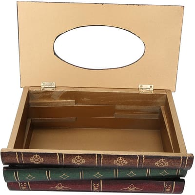 Boekvormige Tissuebox Huisdecoratie Opbergaccessoires Kantoorornamenten Retro Houten Handwerk white