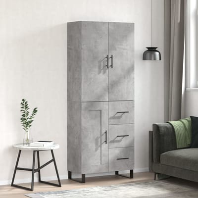 vidaXL - Hoge - kast - 69,5x34x180 - cm - bewerkt - hout - betongrijs