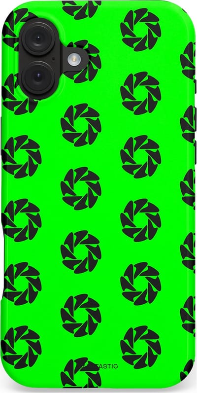 Casetastic hoesje geschikt voor Apple iPhone 16 Plus - MagSafe - Dubbellaagse bescherming - Neon Groene Cirkels - Fashion Case - Groen Zwart