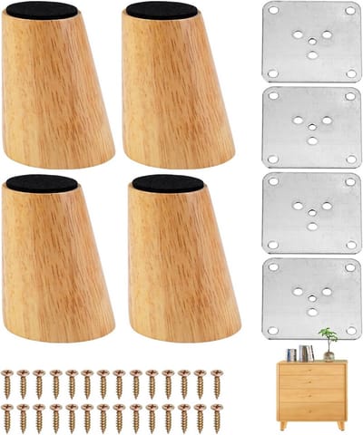 Set van 4 Schuine Houten Kastpoten 6 cm voor Meubels