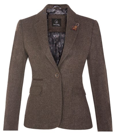 Dames Tweed jaren 1920 visgraatbruine blazer