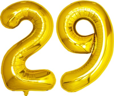 Folie Ballon Cijfer 29 Jaar Goud Verjaardag Versiering Helium Cijfer Ballonnen Feest versiering Met Rietje - 86Cm