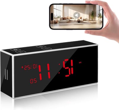 Cameraklok - Verborgen Camera Klok - Huis Beveiliging - 160 Graden Groothoek - Full HD 1080P - Zwart