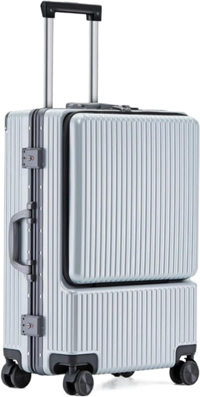 Reis Koffer - Trolley Koffer - Reizen Organiseren - Voorvak Toegang - 26 inch - Blauw Zilver