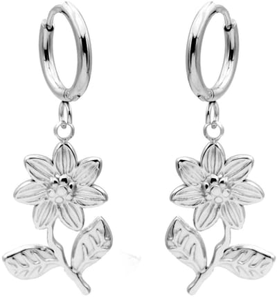 Oorbellen - RVS - bloemen - 4 cm