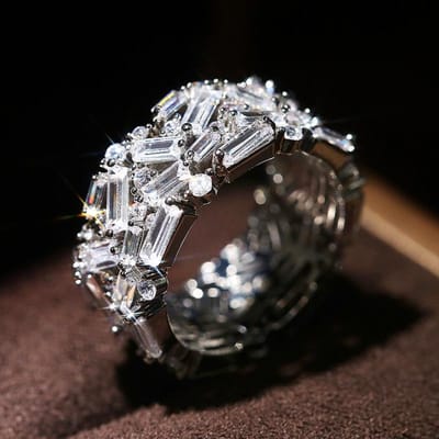 Delicate Charm Female Irregular Zircon Ring Vintage Big CZ Stone Silver Color Ring Promise Wedding Engagement Rings For Women 9