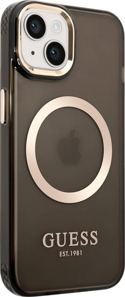 GUESS GUHMP14SHTCMK iPhone 14 6.1" black/black hard case Gold Outline Translucent MagSafe