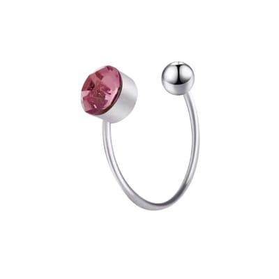 Klem Helix- zilver -Midden Roze -steentje- geen gaatje- 1 stuks- Charme Bijoux