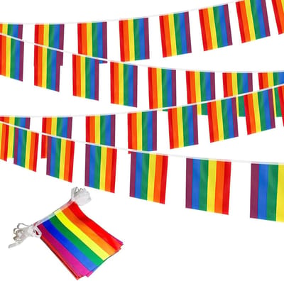 Regenboogvlaggen Slinger - Gay Pride Vlaggen - Feestdecoratie Buiten - Weerbestendig Polyester - 10 meter - Multicolor