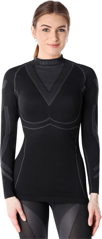 Ladeheid Thermoshirt - Thermo ondergoed – Dames - Thermokleding - Longsleeve – Zwart/Grafiet – M - LA-LA40-WOMEN-Top