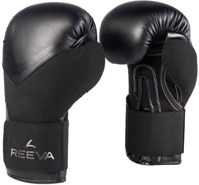 Reeva Bokshandschoenen 10 oz - (Microfiber) Leer - Zwart - Unisex - Dames & Heren - Geschikt voor Kickboksen, Bokszaktraining & Boksen - Stevige Pasvorm - Boxing Gloves
