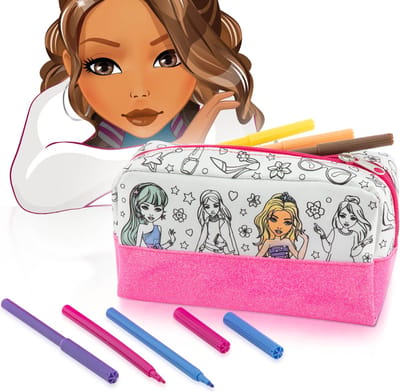 Kleur je Etui Modepakketten - Besties Editie - DIY Knutselpakket - Magic Colouring - Speelgoed voor Meisjes 4 Jaar - Inclusief 6 Textielstiften - Joya Creative
