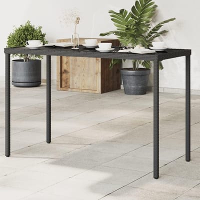 Tuintafel met Glas - Buitenmeubel Terrastafel - Buiten Ontspannen - Gehard Glazen Blad - 115 x 54 x 74 cm