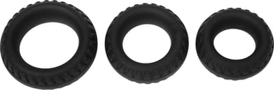 Rimba – Siliconen Cockring met Bandenmotief - Zwart ø 25 mm