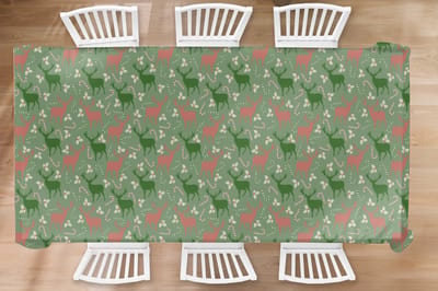 Kerst Tafelkleed - Kerstmis Decoratie - Tafellaken - Patronen - Christmas - Rendier - 300x150 cm - Kerstmis Versiering - Tafeldecoratie Kerstmis - Kerstdecoratie tafel - Tafelversiering
