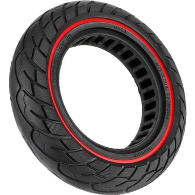 Pneu solide en nid d'abeille creux intérieur 10x2.5, pneu Tubeless antidéflagrant pour Scooter électrique de 10 pouces Red Circle Pattern noir