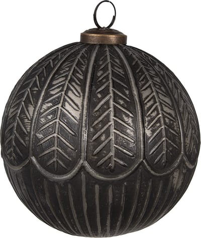 Clayre & Eef Kerstbal Overig Ø 12x12 cm Zwart Glas Kerstballen