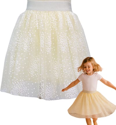 Joya Kids® Licht Geel Verkleedrok met Tule | Verkleedjurk Meisje | Rok met Witte Madeliefjes | Verkleedrok met tule laag | Verkleedkleding | Meisje Verkleedset | Stijlvolle Verkleed | Maat S