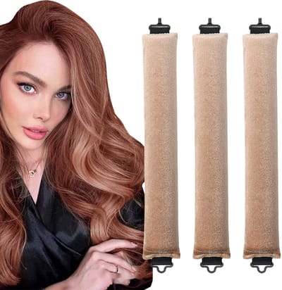 OKWISH Haarkrullers & -rollers - Krulband Zonder Hitte Voor Overnight Curls En Gezond Haar - Lazy Curling Hair Tool Khaki 3 Stuks