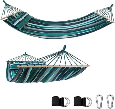 XXL Hangmat met Kussens - 240 x 160 cm - Tot 300 kg - Katoen - Inclusief Bevestigingsset