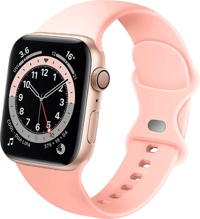 Strap-it Classic Siliconen band - Geschikt voor Apple Watch bandje - Series 1/2/3/4/5/6/7/8/9/10/11/SE/SE2/SE3 - Lichtroze - Bandje siliconen sport loop - iWatch sportbandje voor maat: 38 / 40 / 41 / 42mm