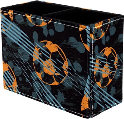 Voetbal pennenhouder - Bureau organizer - Bureau opruimen - 2 compartimenten - 15x11x7 cm - Meerkleurig