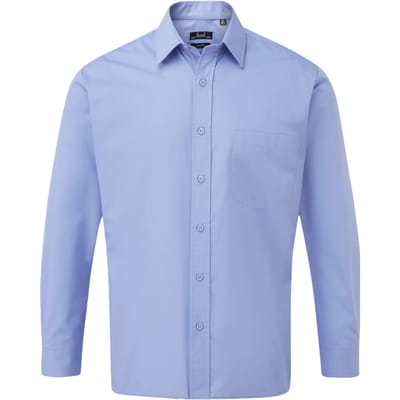 Premier Heren Popeline Overhemd Met Lange Mouwen (Middenblauw)