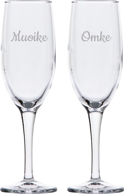 Gegraveerde Champagneglas 16,5cl Muoike & Omke