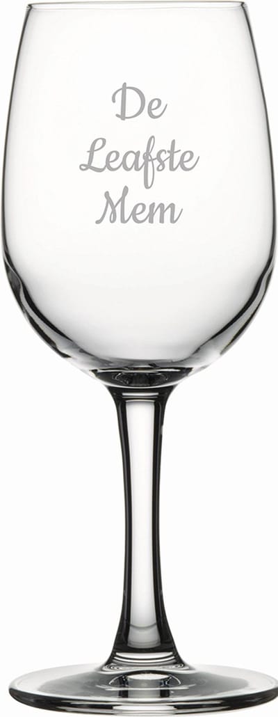 Gegraveerde witte wijnglas 26cl De Leafste Mem