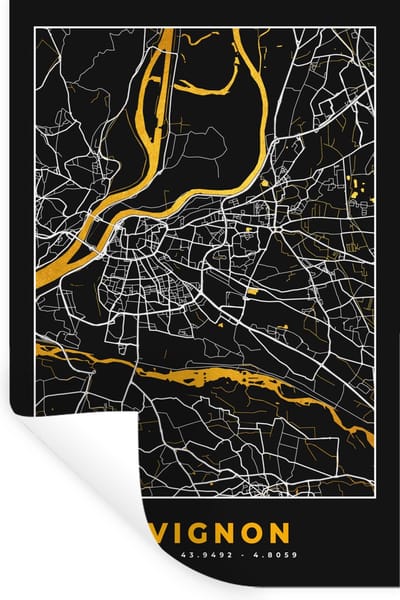 Muurstickers - Sticker Folie - Stadskaart – Plattegrond – Avignon - Kaart – Frankrijk - 20x30 cm - Plakfolie - Muurstickers Kinderkamer - Zelfklevend Behang - Zelfklevend behangpapier - Stickerfolie