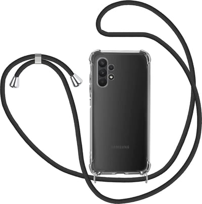 Anti Shock Doorzichtig Siliconen Backcover met Koord - Geschikt voor Samsung Galaxy A32 4G - Transparant