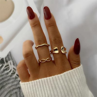 Boheemse Gouden Ketting Ringen Set Voor Vrouwen Mode Boho Munt Slang Maan Ringen Party Trend Sieraden Cadeau