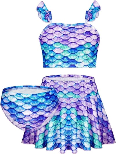 Meisjesbikini set met rok, bustier en bikinislip voor kinderen - Badmode voor meisjes met bijpassende tankini