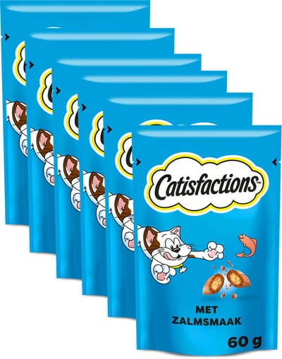 Catisfactions Snacks - Kattensnoepjes - Zalm - 6 x 60g